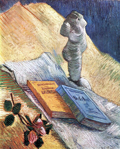 Still Life with torso a rose and two novels